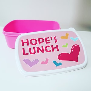 Personalised Lunch Box – Love Hearts, Lunch Tupperware, Personalised School Lunch Box, Back to School, Small Sandwich Box