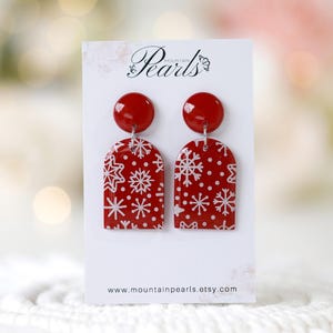 Red dangle earrings, Statement earrings red, Christmas jewelry, Red clay earrings, Holiday earrings, Clay earrings dangle, Gift for sister