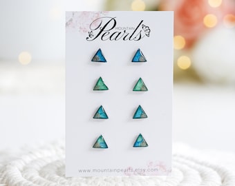 Triangle stud earrings, Sand earrings, Beach lover unique gift, Best friend gift, Everyday studs, River earrings, Sand jewelry, Minimalistic