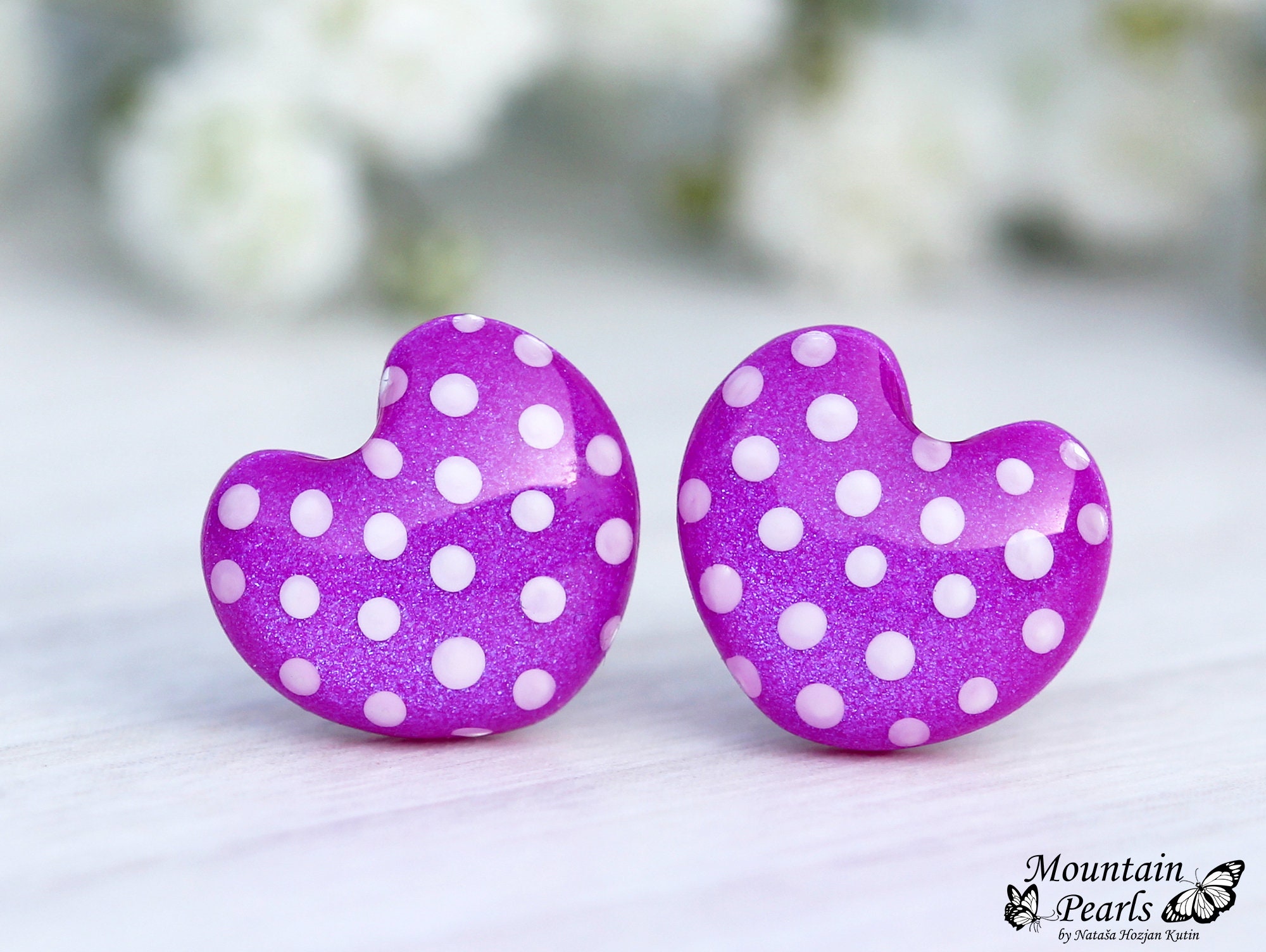 Purple Earrings, Titanium Earrings, Heart Earrings, Gift Women, Hypoallergenic, Little Girl