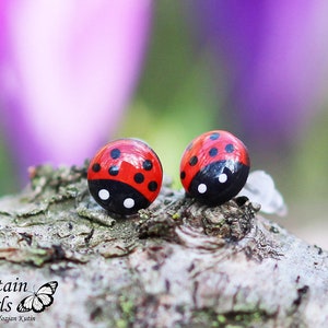 Ladybug Earrings, Titanium Earrings, Hypoallergenic, Red Stud Earrings, Lady Bug Studs, Little Girl Jewelry, Inspirational woman red gift image 3