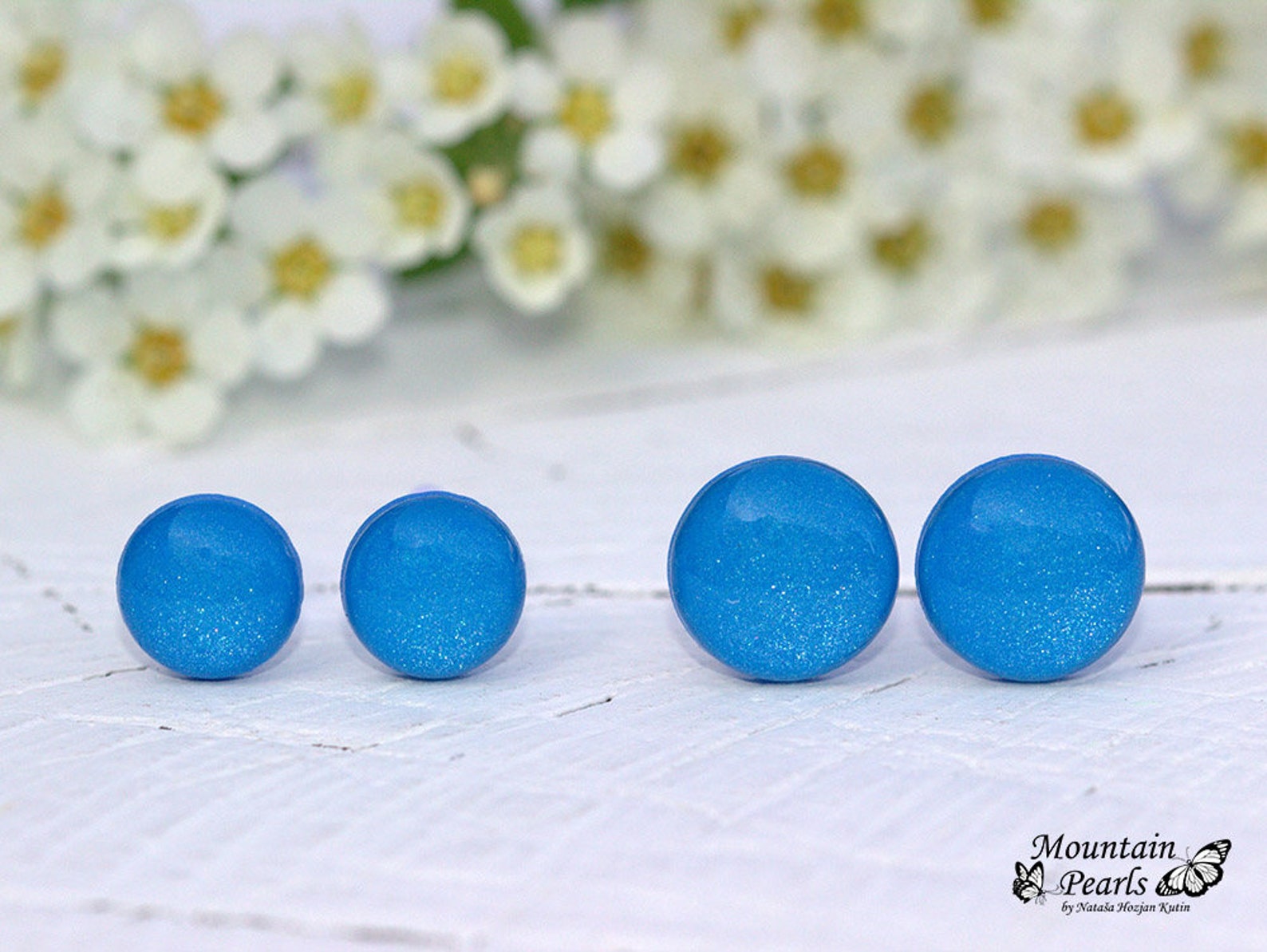 Blue Stud Earrings Titanium Earrings Little Girl Studs Etsy Singapore