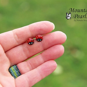 Ladybug Earrings, Titanium Earrings, Hypoallergenic, Red Stud Earrings, Lady Bug Studs, Little Girl Jewelry, Inspirational woman red gift image 4