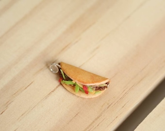 Taco Charms, clay charm, miniature food, dollhouse, jewelry