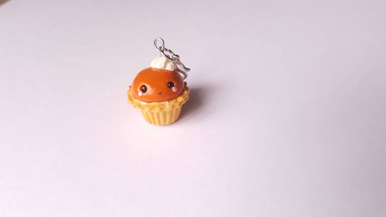 dollhouse Fall jewelry miniature food Kawaii Pumpkin Pie Cupcake Charm clay charm