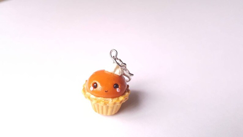 dollhouse Fall jewelry miniature food Kawaii Pumpkin Pie Cupcake Charm clay charm