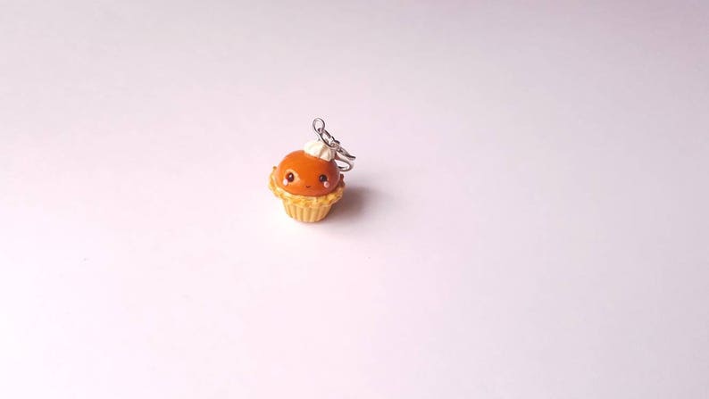 dollhouse Fall jewelry miniature food Kawaii Pumpkin Pie Cupcake Charm clay charm
