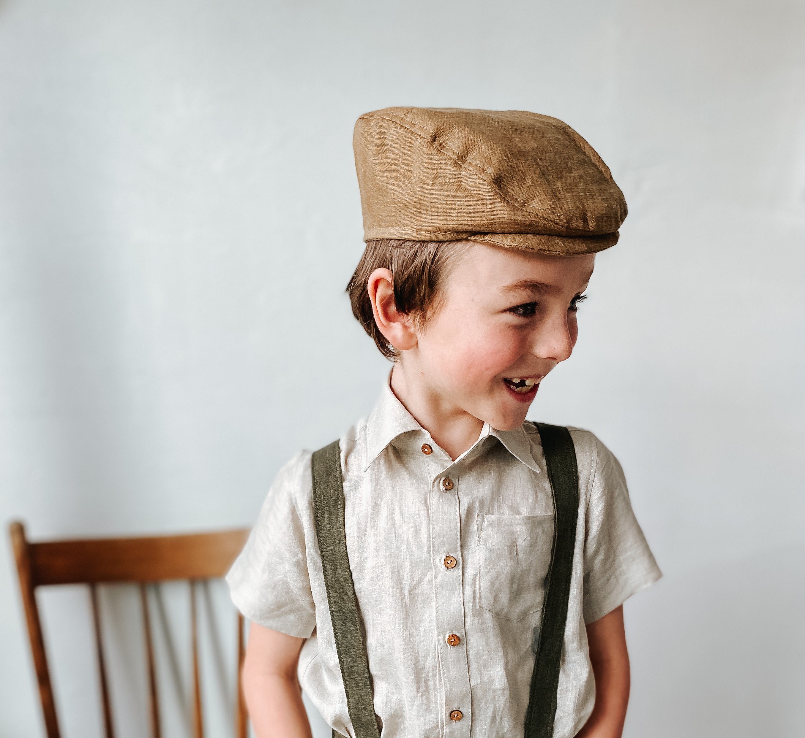 Casquette Plate En Lin Pour Garcons Casquette Newsboy Etsy France