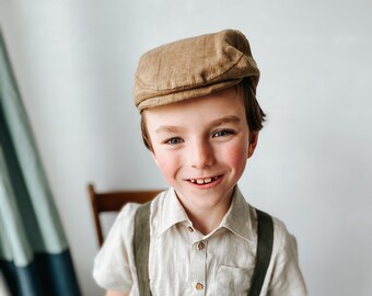 Casquette Plate En Lin Pour Garcons Casquette Newsboy Etsy France