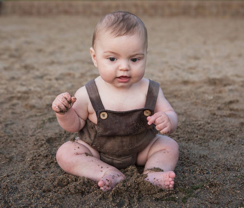 Baby Boy Romper Baby Boy Linen Romper Baby Gift Baby Etsy