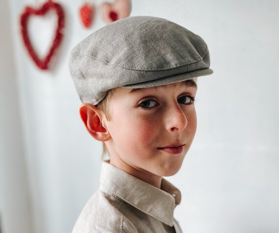 Casquette Plate En Lin Pour Garcons Casquette Newsboy Etsy France