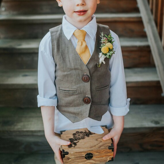 Boys Linen Vest and Tie Fine Linen Welt Pockets Choice Etsy Canada