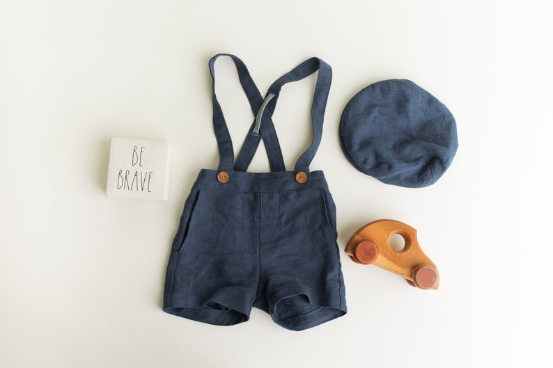 Boys Linen Suspender Shorts Toddler Boy Wedding Outfit Etsy