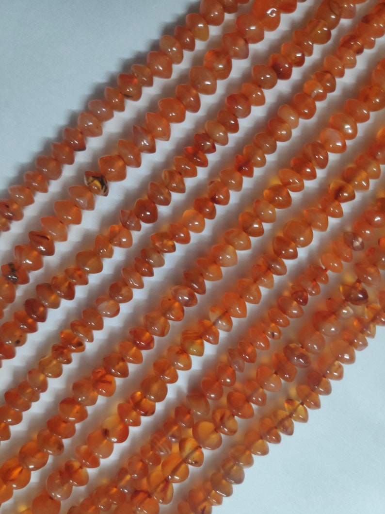 50-55 Carat 5-6 MM Jewelry Making Crafts Wholesale Price Natural Carnelian Beads Button Shape Smooth Beads| 13 Inches Strand