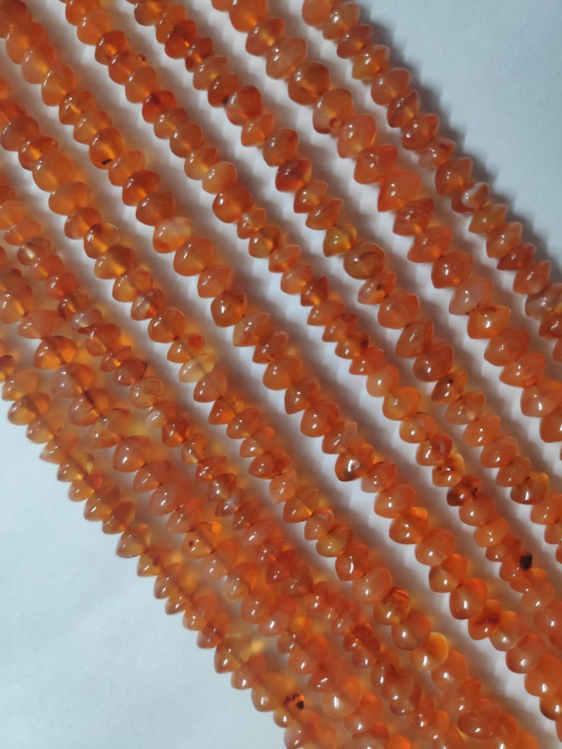 50-55 Carat 5-6 MM Jewelry Making Crafts Wholesale Price Natural Carnelian Beads Button Shape Smooth Beads| 13 Inches Strand