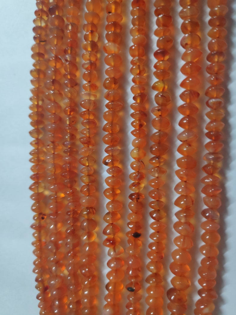 50-55 Carat 5-6 MM Jewelry Making Crafts Wholesale Price Natural Carnelian Beads Button Shape Smooth Beads| 13 Inches Strand