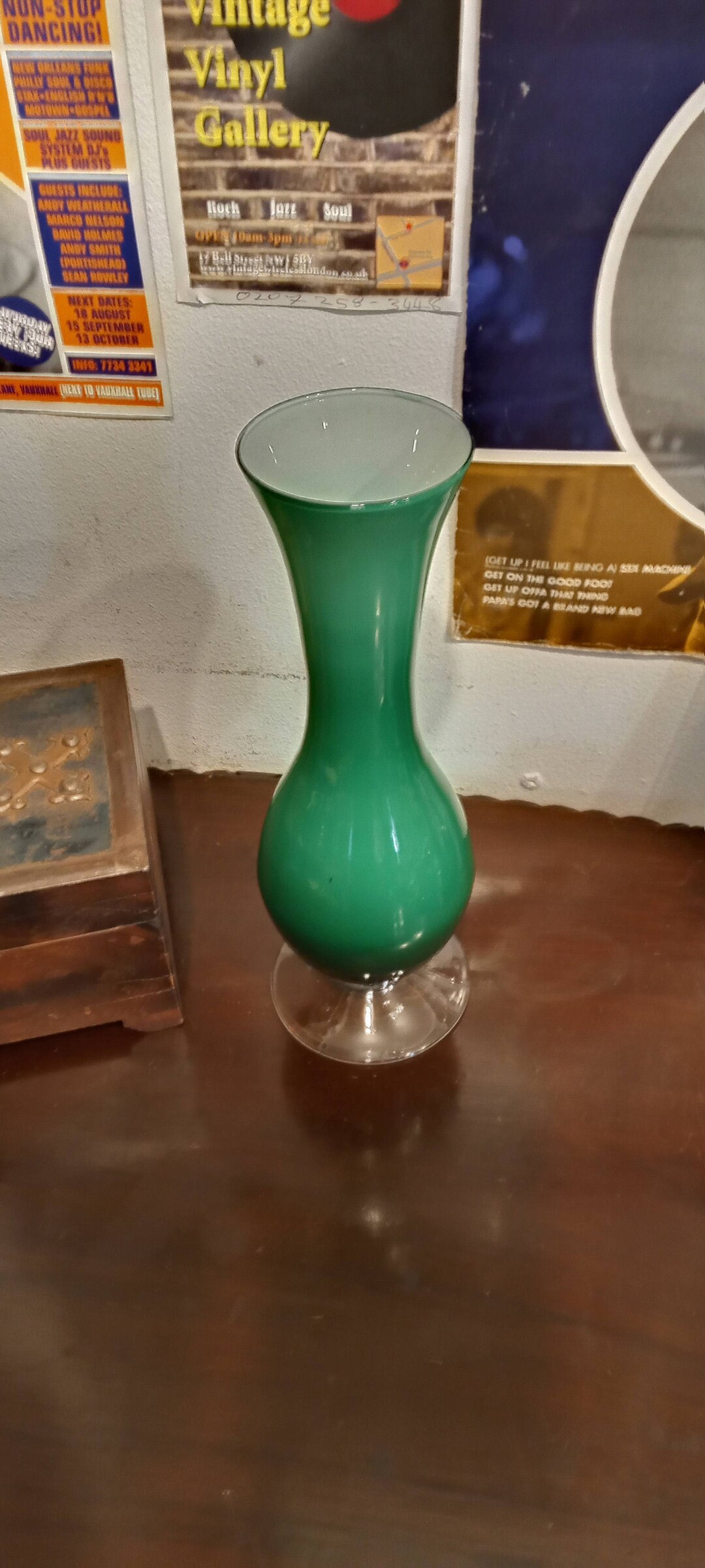 Cased Glass Vase, on Clear Glass Pedestal Unused. Etsy