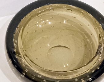 Vintage Whitefriars glass bowl,  controlled bubble design.
