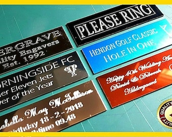 Engraved Trophy Plates UNLIMITED FREE ENGRAVING Personalised Award Plate, Name Plate Self Adhesive