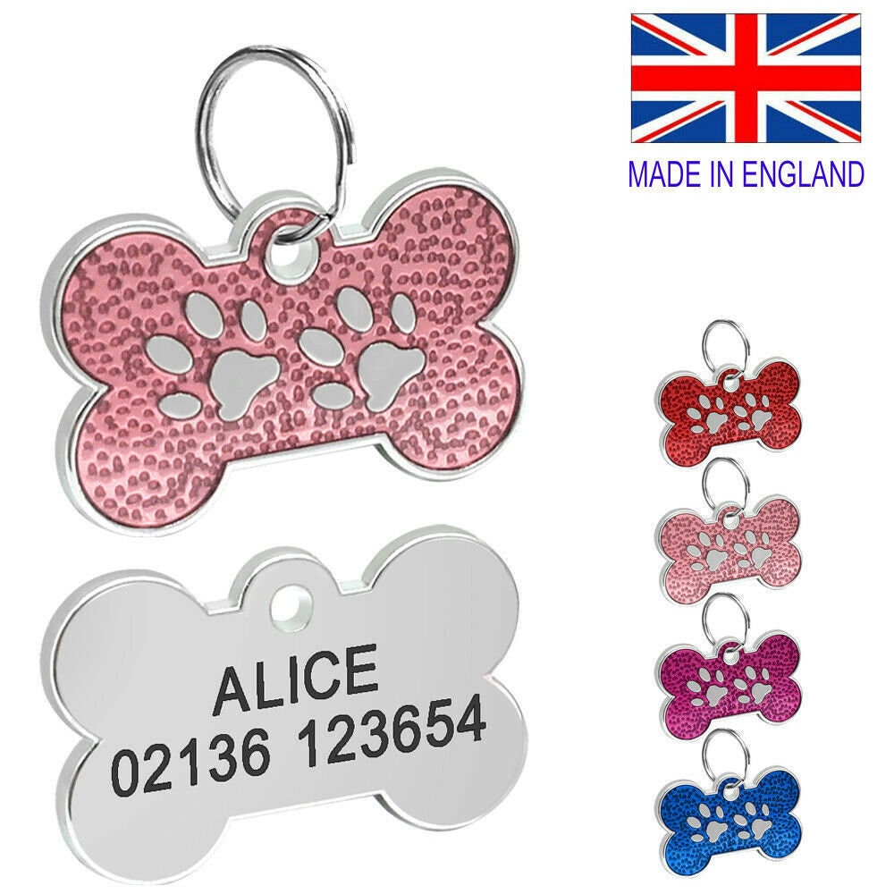Dog ID / Cat Engraved Id Name Tag Bone Personalised Puppy Etsy UK
