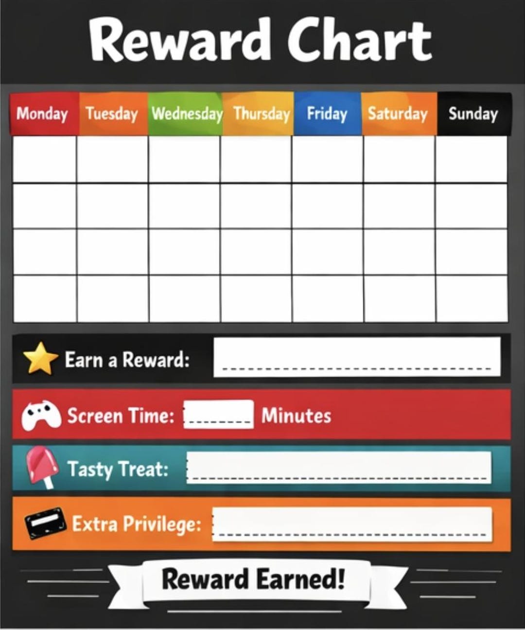 Printable Kids Reward Chart Bundle – 3 Fun Weekly Charts for Ages 9-11 ...