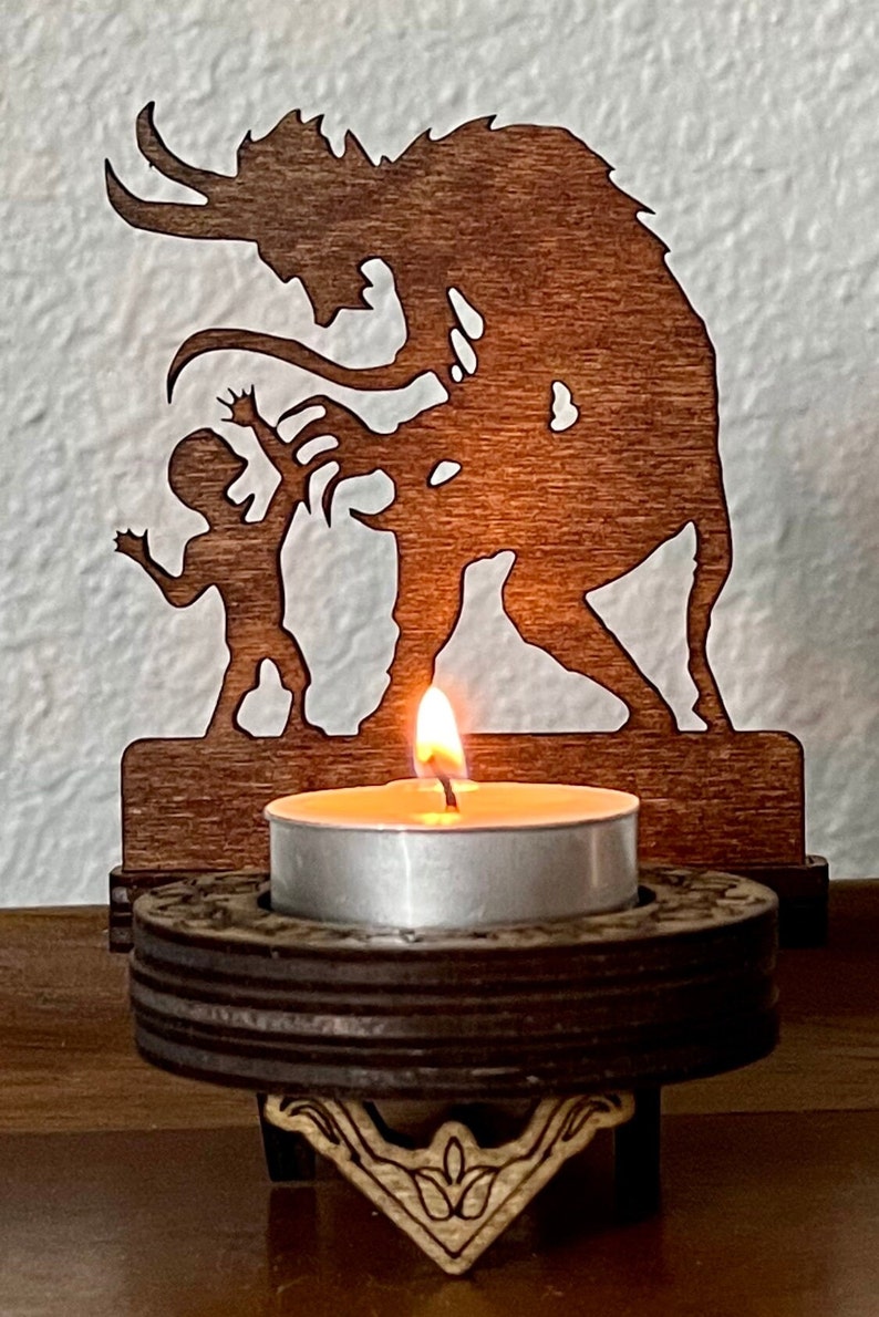 Krampus tea light holder/shadow caster.