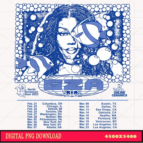 SZA SOS Tour Png, Sza Merch 2023 Png, Sza North American Tour Merch, SOS Tour 2023, Vintage SOSTour Columbus Merch File Png Digital