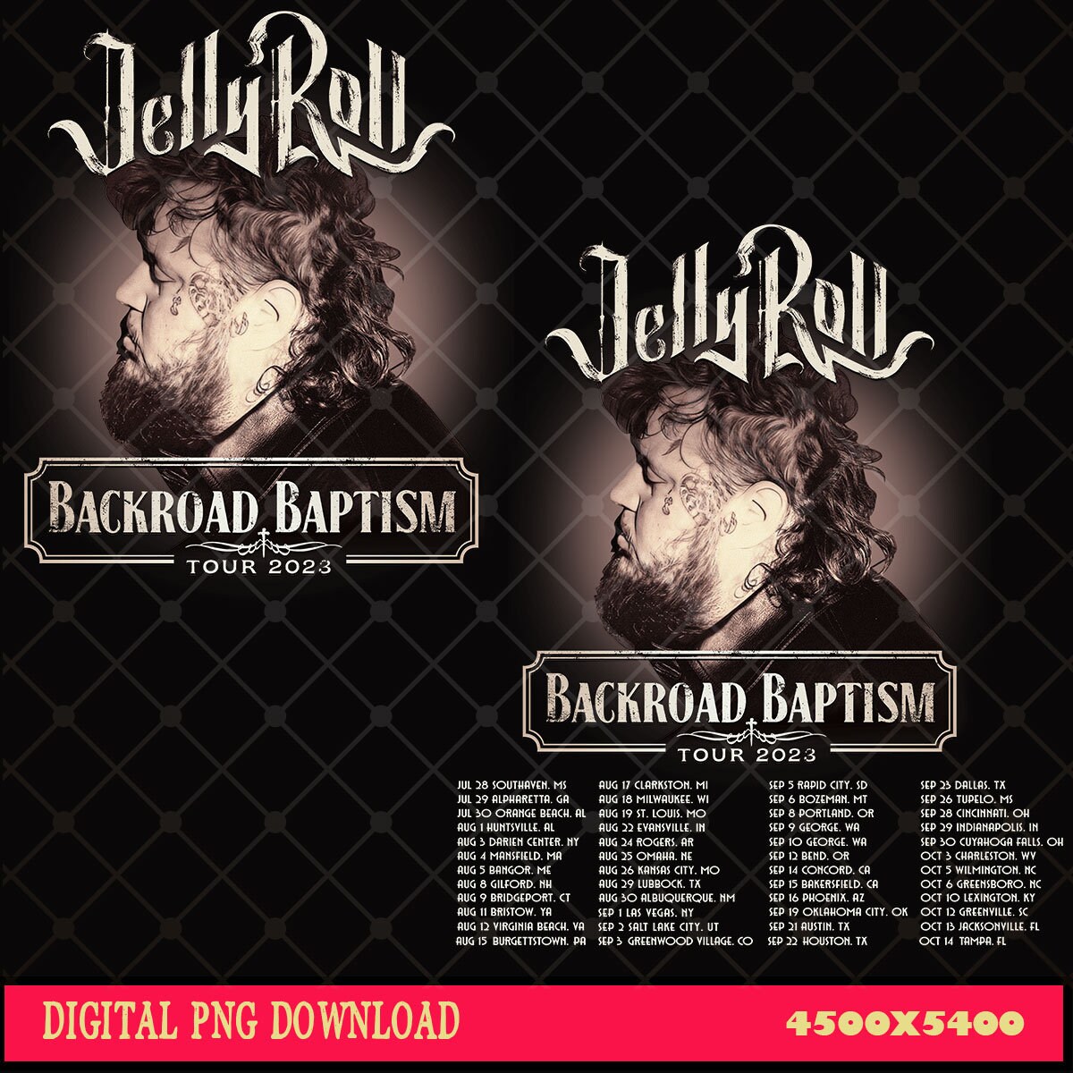 Jelly Roll 2023 Tour Png Jelly Roll Backroad Baptism 2023 Etsy Hong Kong