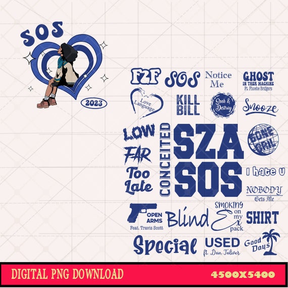 2 Side SZA SOS Tour Png, Sza 2023 Merch Png, SOS Tour 2023, Sza North American Tour Merch, Vintage SOSTour Columbus Merch File Png Digital