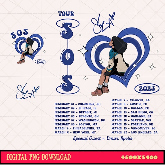 SZA SOS Tour File Digital, Sza Merch 2023 Png, SOS Tour 2023, Sza North American Tour Merch, Vintage SOSTour Columbus Merch File Png Digital