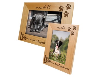 Custom Dog Photo Frame, Laser Engraved - Personalized Pet Picture Frame, Dog Mom Gift, Pet Loss Frame, Pet Memorial Gifts, Pet Sympathy Gift