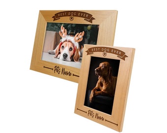 Custom Dog Photo Frame, Laser Engraved - Pet Loss Frame, Dog Mom Gift,  Pet Memorial Gift Pet Sympathy Gift (Best Dog Ever)