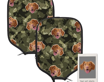 Personalized Pet Photo Pickleball Paddle Cover, Gift for Pickleball Lover/Player, Pickleball Accessory, Pickleball Gifts