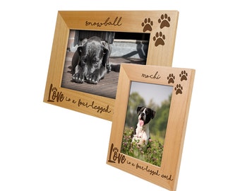 Custom Dog Photo Frame, Laser Engraved - Pet Loss Frame, Dog Mom Gift,  Pet Memorial Gift Pet Sympathy Gift (Love is a four-legged word)