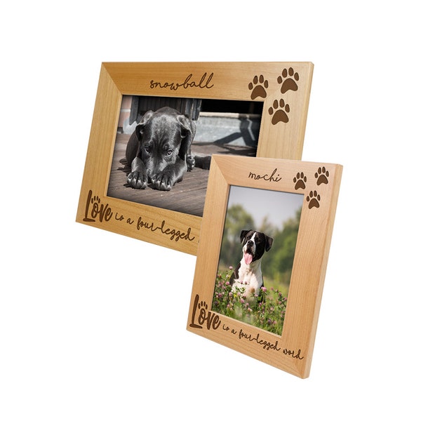 Custom Dog Photo Frame, Laser Engraved - Pet Loss Frame, Dog Mom Gift,  Pet Memorial Gift Pet Sympathy Gift (Love is a four-legged word)