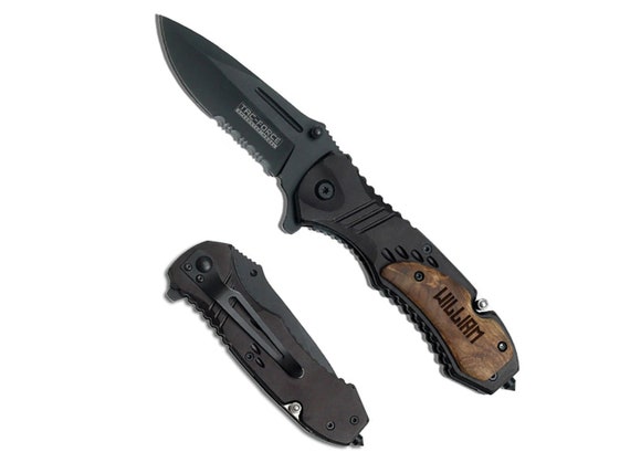 Engraved Pocket Knife, Custom Knives, Hunting Knife, Wood Folding Knife-Boyfriend Gift, Gift for Groomsmen, Valentine Gift for Him, Dad Gift