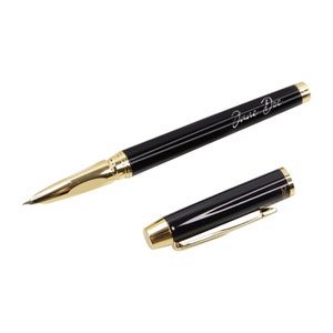 Stainless Steel Fountain Pen Iridium Nib with Refill Converter- Laser Engraved, Business Thank You Calligraphy Gift (0.38 mm)