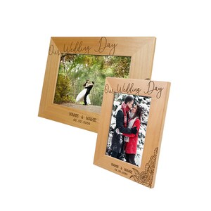 Our Wedding Day - Personalized Wedding Picture Frame Laser Engraved, Custom Wedding Gift, Gift for the Groom and Bride, Anniversary Gift