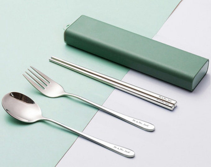 Personalized Utensil-Stainless Steel Utensil Set, Reusable Eating Utensils, Zero Waste Kit, Reusable Eating Utensils, Travel Cutlery