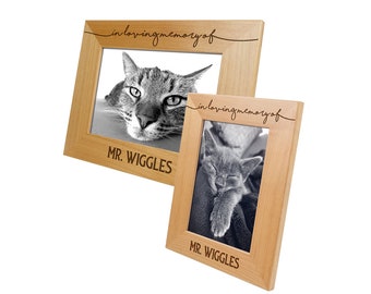 Custom Cat Photo Frame, Laser Engraved - Pet Loss Frame, Cat Mom Gift, Pet Memorial Gift Pet Sympathy Gift Cat Lover (In Loving Memory of)