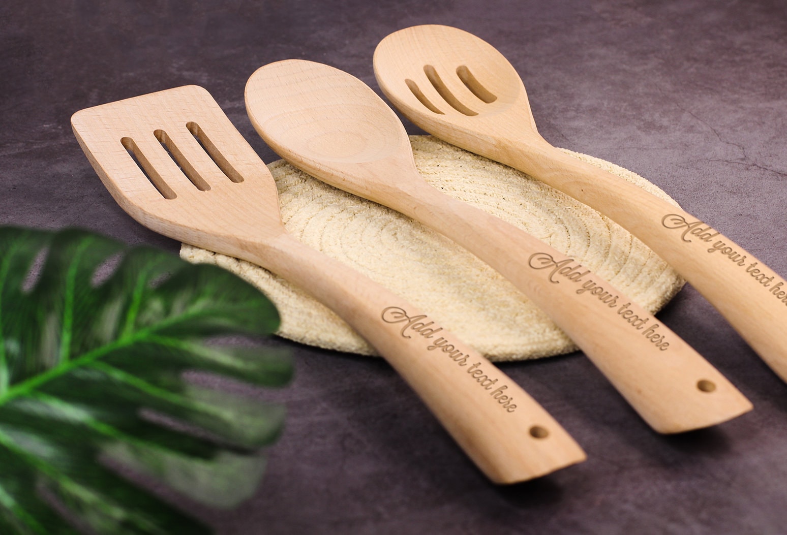 Gather & Gobble Personalized Beechwood Utensil 4 Piece Set, Kitchen and  Dining, Personalized Kitchen Gifts, Thanksgiving Gifts