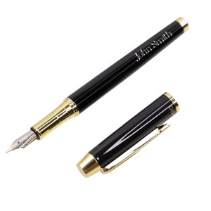 Stainless Steel Fountain Pen Iridium Nib with Refill Converter- Laser Engraved, Business Thank You Calligraphy Gift