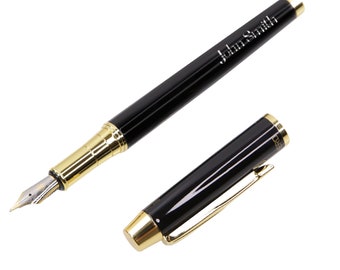 Stainless Steel Fountain Pen Iridium Nib with Refill Converter- Laser Engraved, Business Thank You Calligraphy Gift