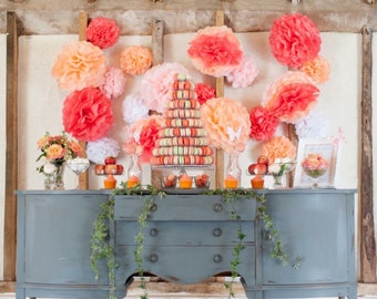 Pompoms 9 Paper Flower Flower Balls Wedding Decoration Etsy