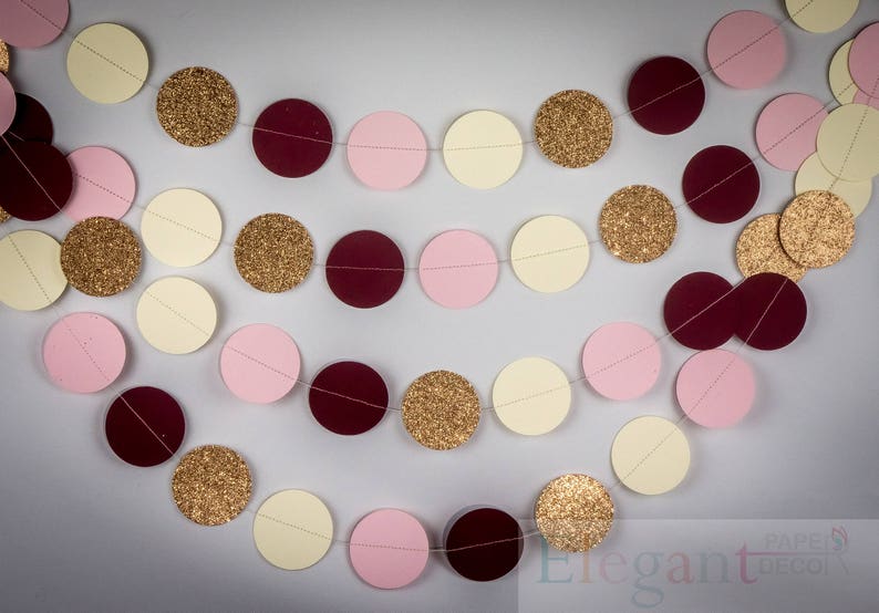 Paper Garland BurgundyPink champange and Rose Gold Decorations