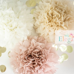 Dusty pink poms/ paper flower/ flower balls/ wedding decoration/ decoration/ paper flower poms/ baby shower/ engagement party decorations