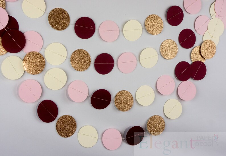 Paper Garland BurgundyPink champange and Rose Gold Decorations
