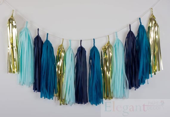 navy tassel garland