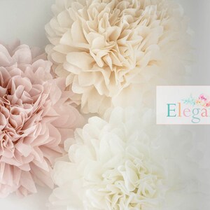 Dusty pink poms/ paper flower/ flower balls/ wedding decoration/ decoration/ paper flower poms/ baby shower/ engagement party decorations image 3