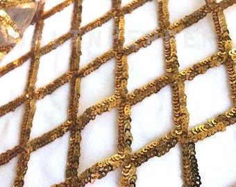 Diamond Sequin Fabric, Rose Gold, Gold, Champagne, Silver Diamond Sequin on Mesh Fabric by the Yard